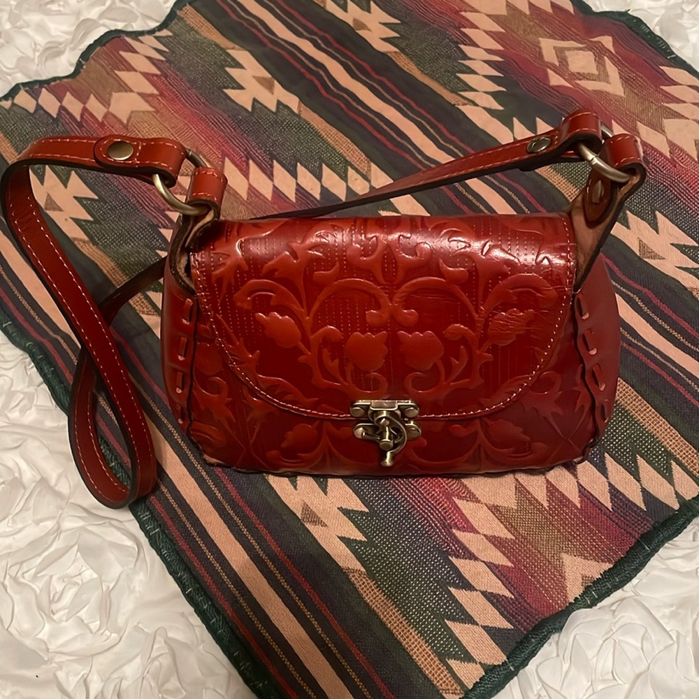 Patricia Nash Micaela Rose Tooled Leather Shoulder Bag